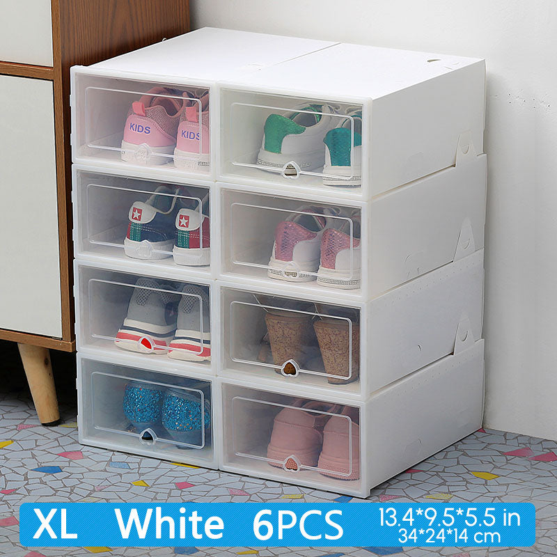 Shoe Box Shoes Organizers (6 Packs) Plastic Thickened Foldable Dustproof Storage Box Stackable Combined Shoe Cabinet